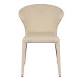 White genuine leather brown matte painted feet chairs